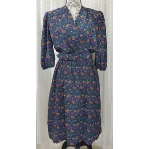 American Union Made 70s Floral Belted Midi Dress VINTAGE ILGW Size Small